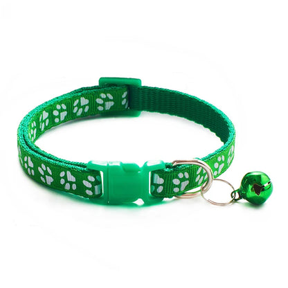 Dog Print Cat Collar with Bell - Multiple Color Options