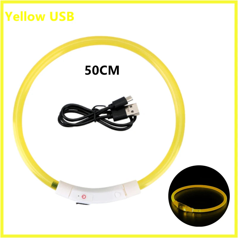 LED Glowing USB Rechargeable Pet Safety Collar for Dogs and Cats