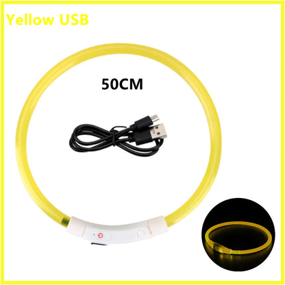 LED Glowing USB Rechargeable Pet Safety Collar for Dogs and Cats