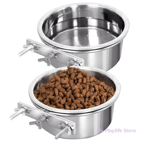 Hanging Stainless Steel Dog and Cat Food Water Bowls