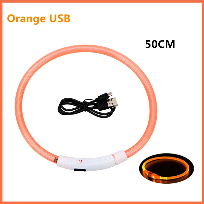 LED Glowing USB Rechargeable Pet Safety Collar for Dogs and Cats