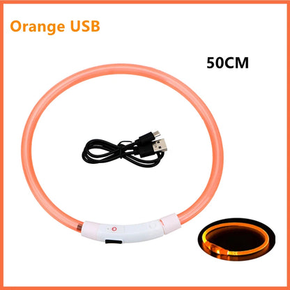 LED Glowing USB Rechargeable Pet Safety Collar for Dogs and Cats