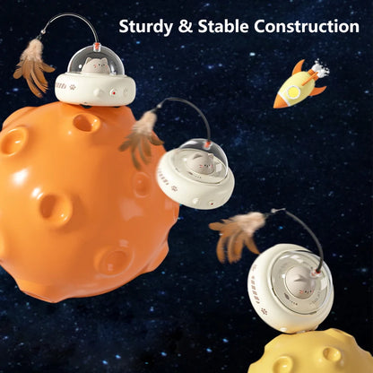 Electric UFO Cat Teaser Toy with Replaceable Feather Bell
