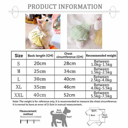 Summer Floral Cat and Small Dog Dress with Collar