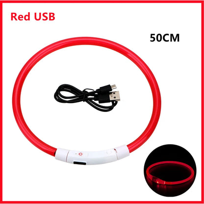 LED Glowing USB Rechargeable Pet Safety Collar for Dogs and Cats