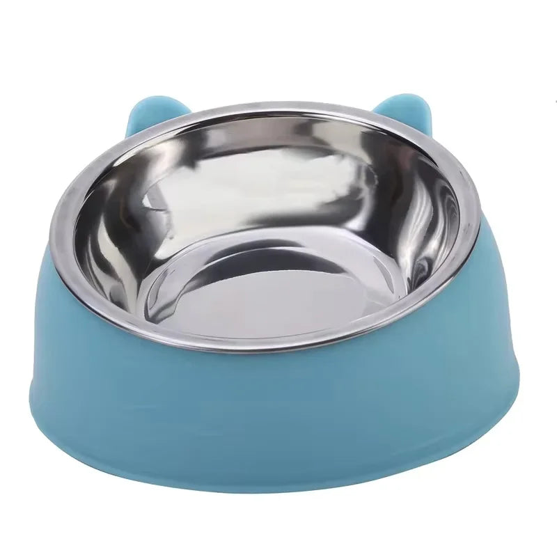 Inclined Stainless Steel Cat and Dog Feeding Bowl
