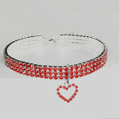 Rhinestone Pet Collar for Cats and Dogs - Adjustable Love Design