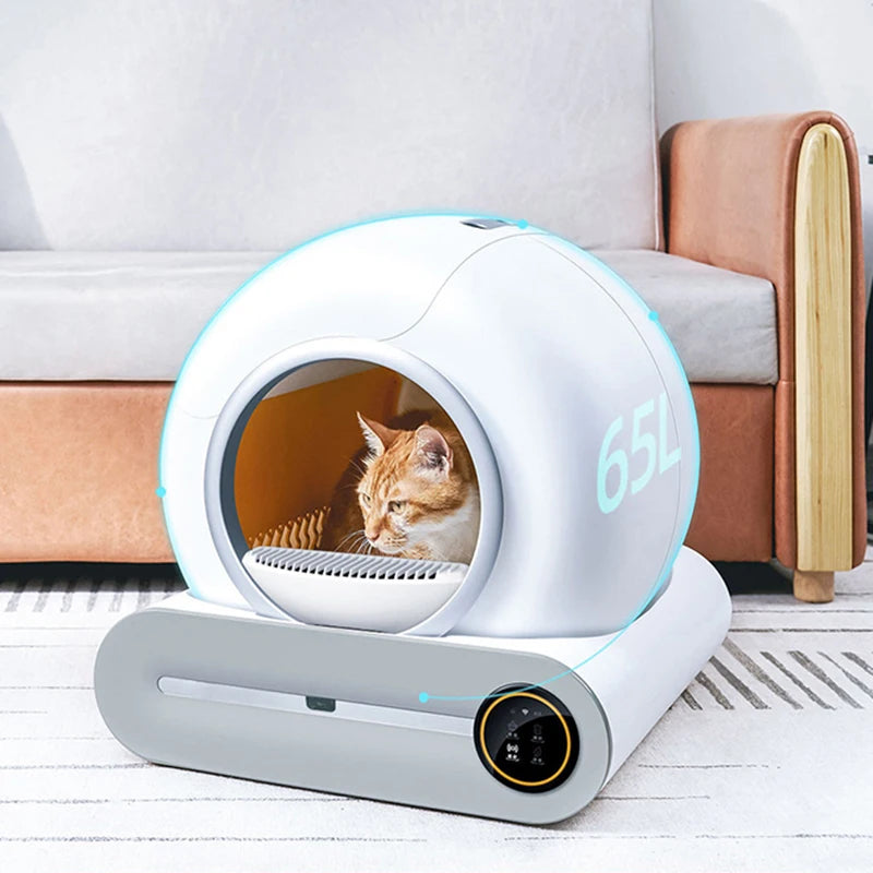 Self-Cleaning 65L Enclosed Cat Litter Box for Large Cats