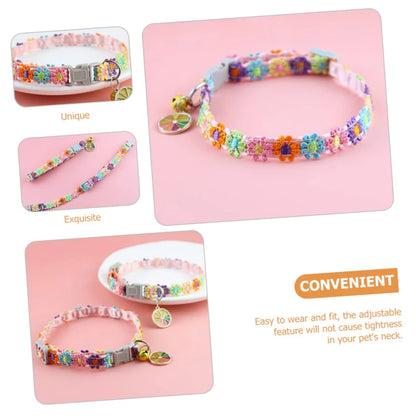 Colorful Adjustable Pet Collar with Bell for Dogs and Cats