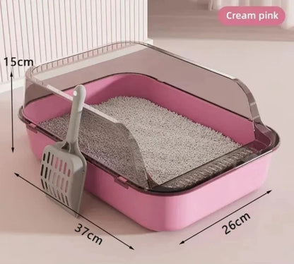 Semi-Enclosed Splashproof Cat Litter Box for Easy Cleaning