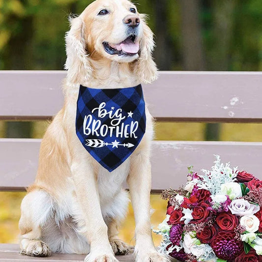 Big Brother Plaid Dog Bandana for Pregnancy Announcements