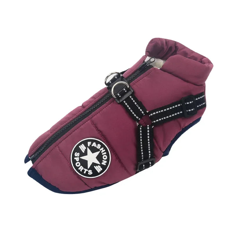 Waterproof Winter Dog Jacket with Harness for Large Breeds