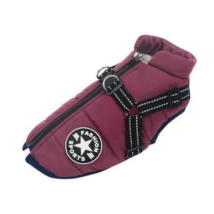 Waterproof Winter Dog Jacket with Harness for Large Breeds