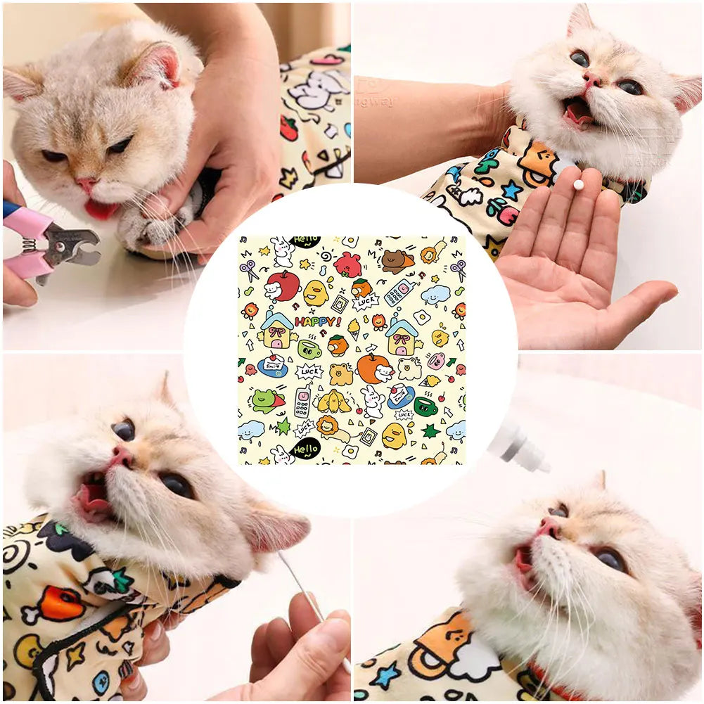 Self-Adhesive Cat Grooming Swaddle Wrap for Nail Care