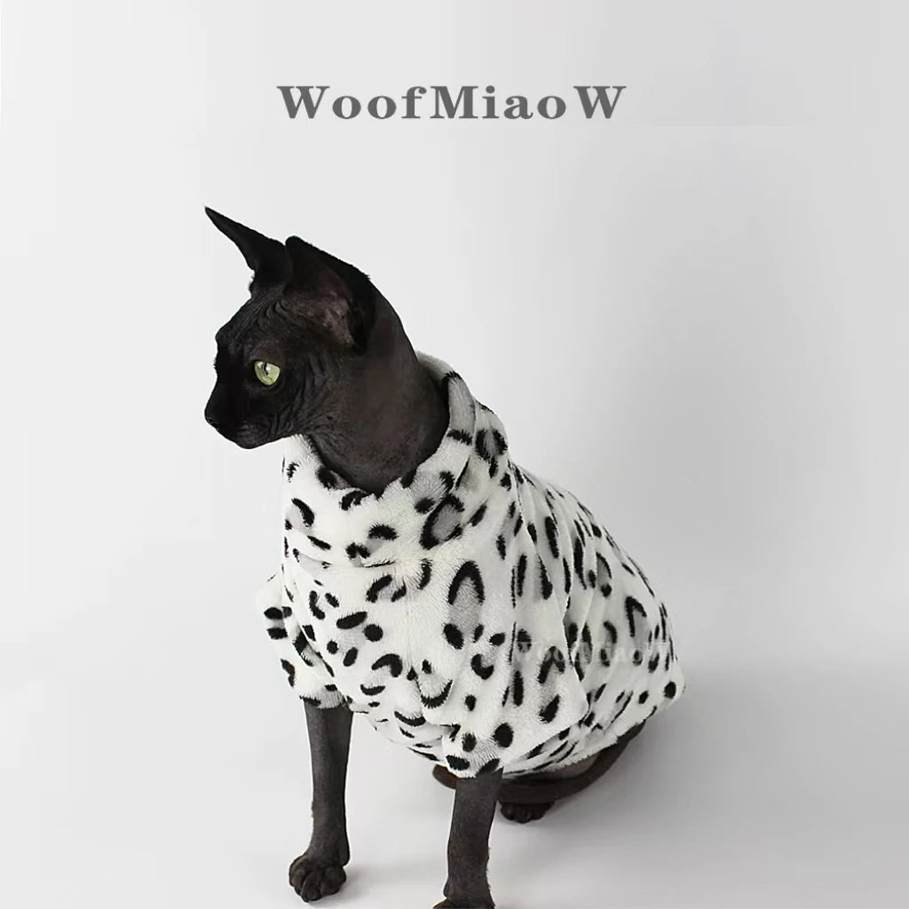 Leopard Print Winter Coat for Sphynx Cats and Kittens