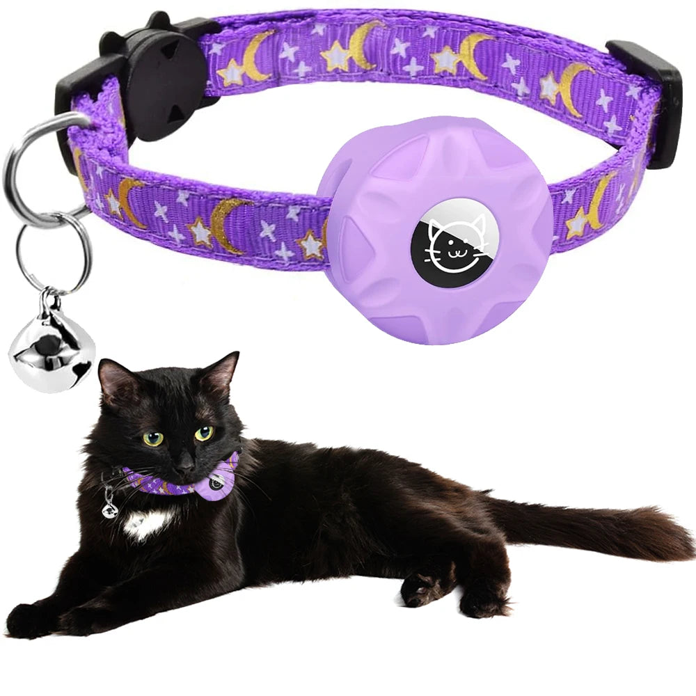 Reflective Cat Collar with Airtag Holder and Safety Breakaway
