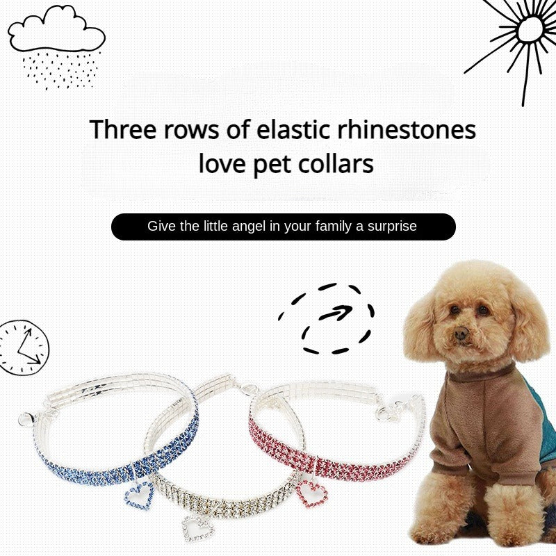 Rhinestone Pet Collar for Cats and Dogs - Adjustable Love Design