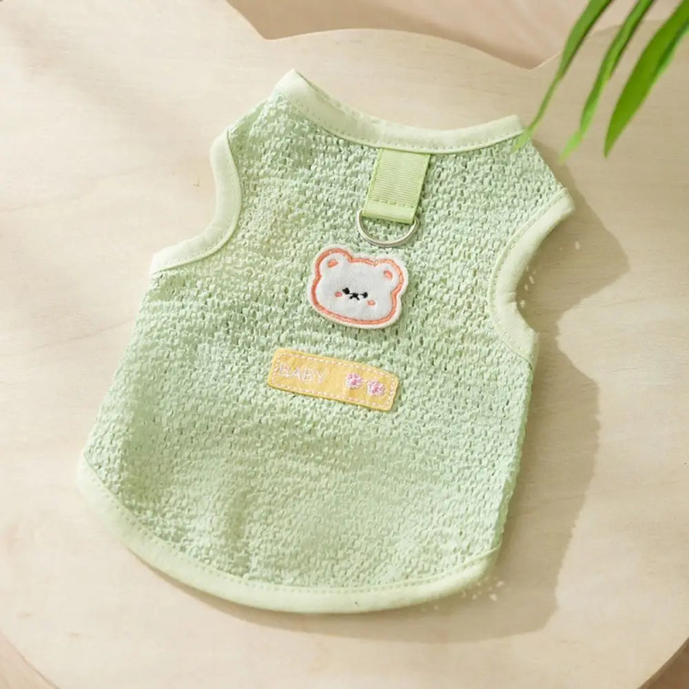 Breathable Summer Dog Tank Top with Bear Patch