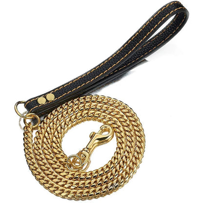 Gold Stainless Steel Chain Collar for Medium & Large Dogs