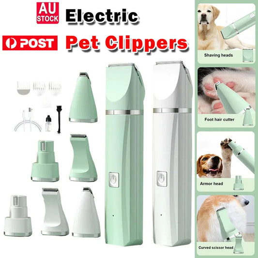 4-in-1 Rechargeable Pet Grooming Clipper Set for Dogs and Cats
