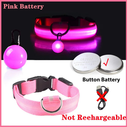 LED Light-Up Dog Collar for Night Safety - USB Rechargeable