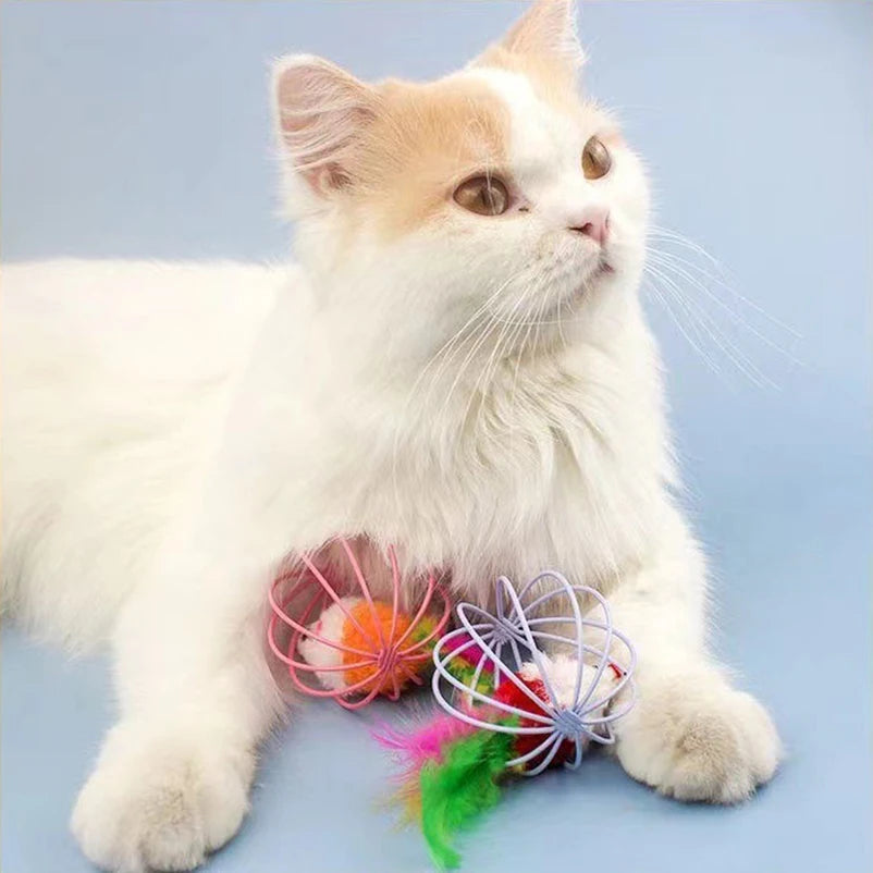 Plush Colorful Mouse Toy Ball for Cats and Kittens