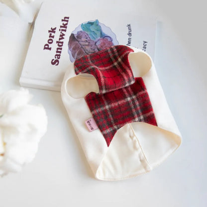 Plaid Christmas Dog Vest and Skirt for Small Pets