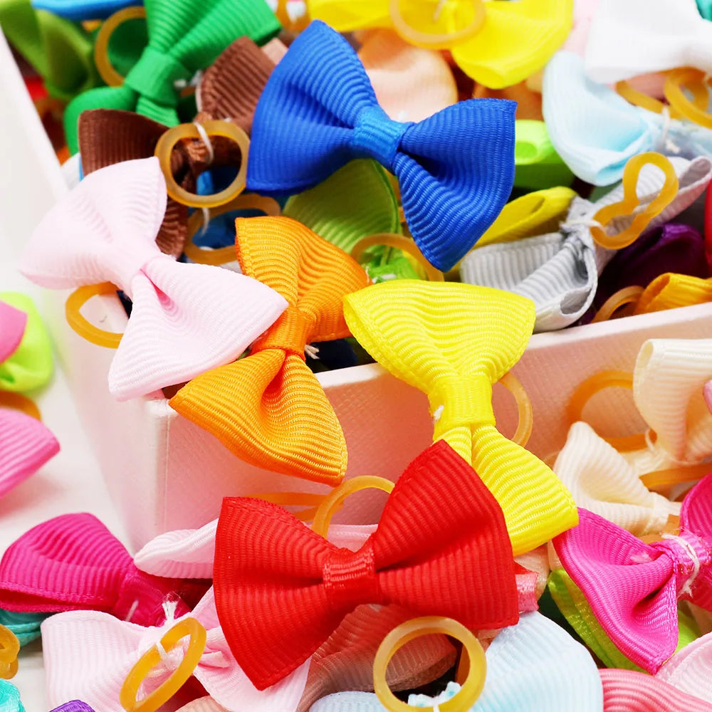20pcs Handmade Solid Dog Hair Bows for Small Dogs