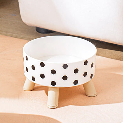 Polka Dot Non-Slip Plastic Pet Bowl for Cats and Dogs