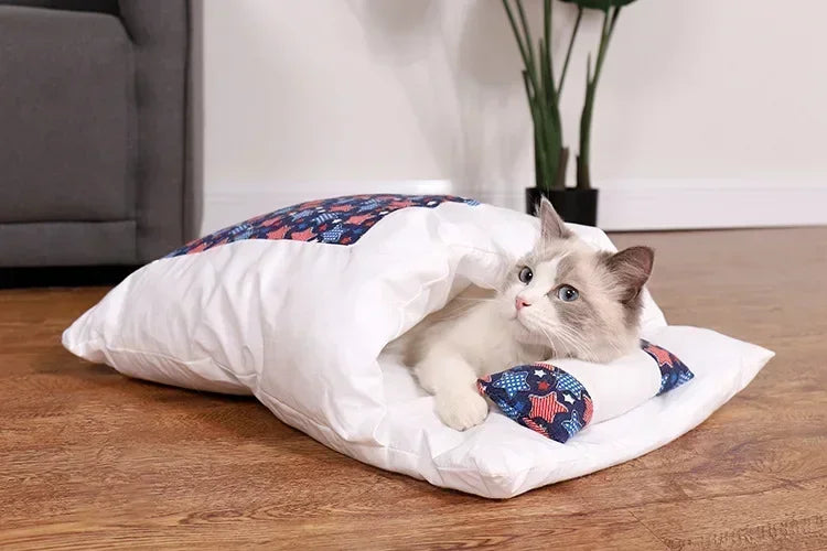 Kawaii Cozy Removable Cat Bed House for Adult Cats and Dogs