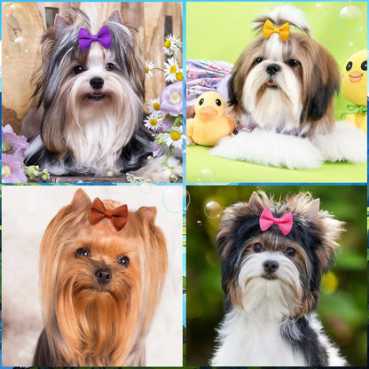 20pcs Handmade Solid Dog Hair Bows for Small Dogs