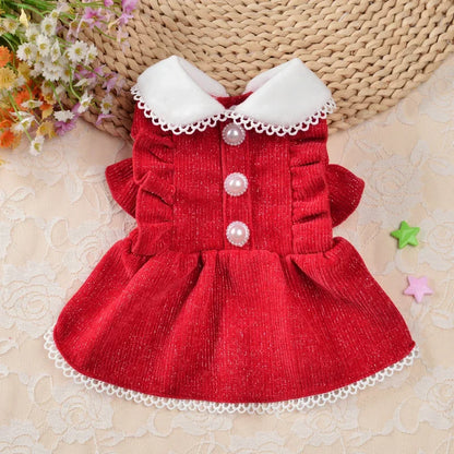 Pearl Button Princess Dress for Small Dogs and Cats