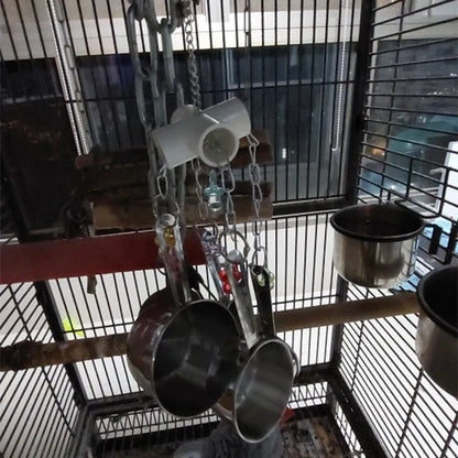 Stainless Steel Bird Toys with Chewable Acrylic Pots