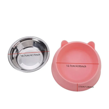 Inclined Stainless Steel Cat and Dog Feeding Bowl