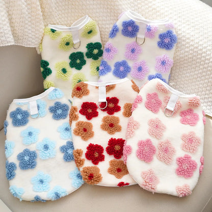 Warm Floral Print Fleece Vest for Small Dogs and Puppies