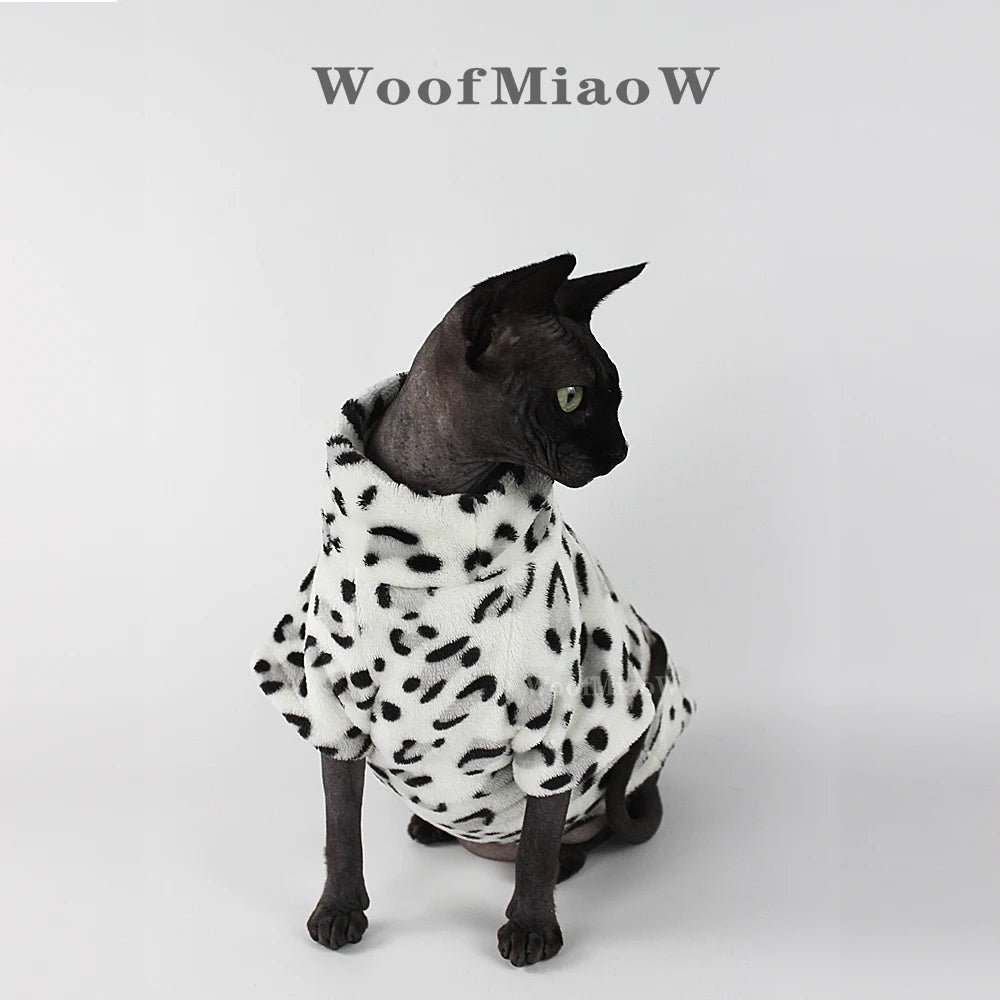 Leopard Print Winter Coat for Sphynx Cats and Kittens