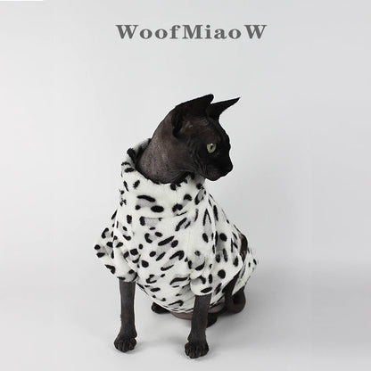 Leopard Print Winter Coat for Sphynx Cats and Kittens