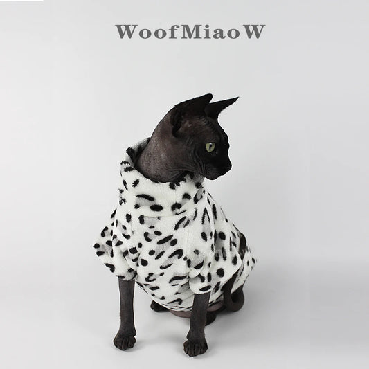 Leopard Print Winter Coat for Sphynx Cats and Kittens