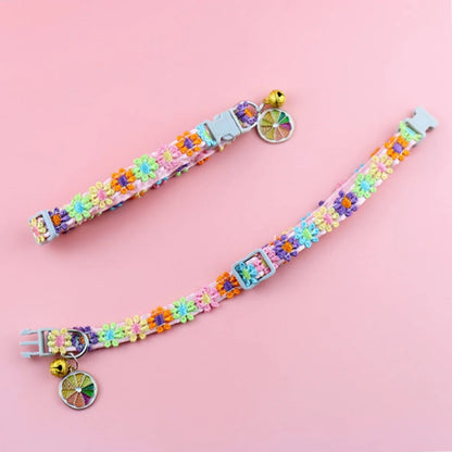 Colorful Adjustable Pet Collar with Bell for Dogs and Cats
