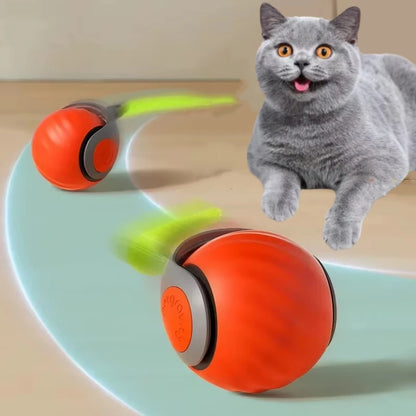 Rechargeable Interactive Cat Ball Toy with Faux Tail