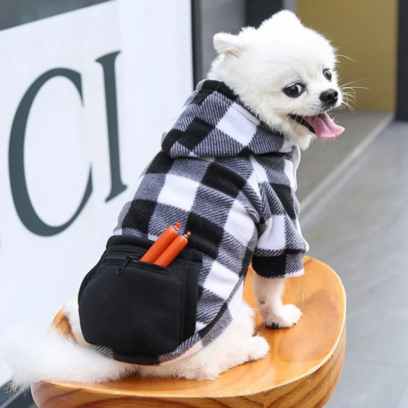 Plaid Dog Hoodie Jacket for Cold Weather - Warm Pet Apparel