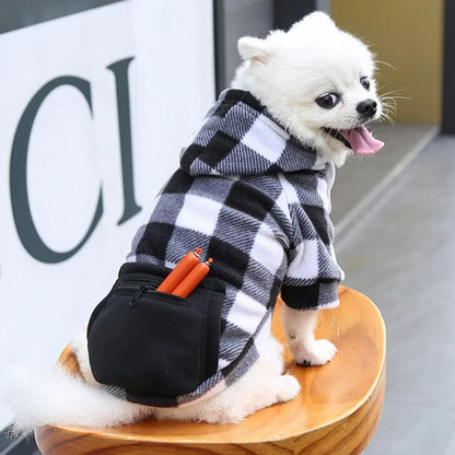 Plaid Dog Hoodie Jacket for Cold Weather - Warm Pet Apparel