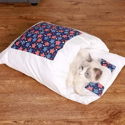 Kawaii Cozy Removable Cat Bed House for Adult Cats and Dogs