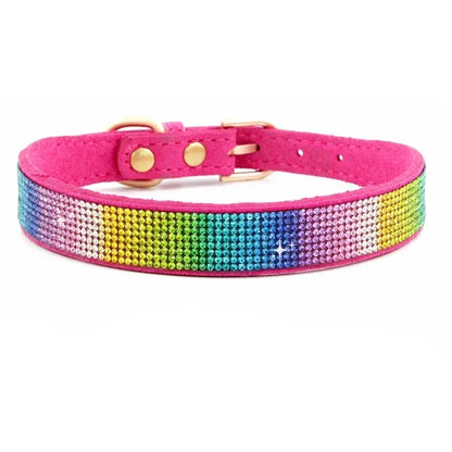Glitter Rhinestone Dog Collar with Zinc Alloy Buckle for Small Pets