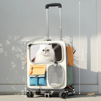 Portable Pet Trolley Backpack for Cats and Small Dogs