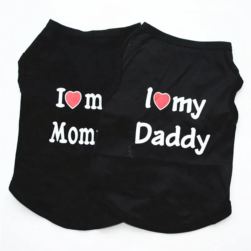 I Love Mommy & Daddy Cat Vest Tee Shirt for Kittens