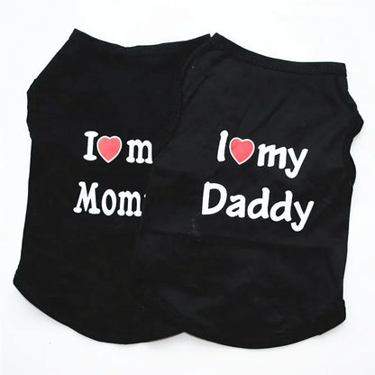 I Love Mommy & Daddy Cat Vest Tee Shirt for Kittens