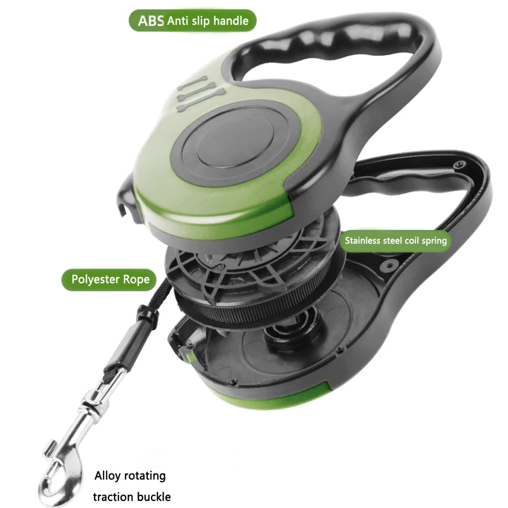 Automatic Retractable Dog Leash with Nylon Rope and Harness