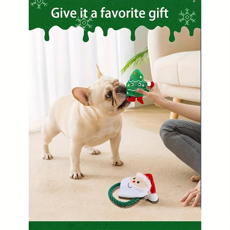 Christmas Tree Plush Dog Toy for Small Pets - Chew & Play
