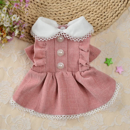 Pearl Button Princess Dress for Small Dogs and Cats